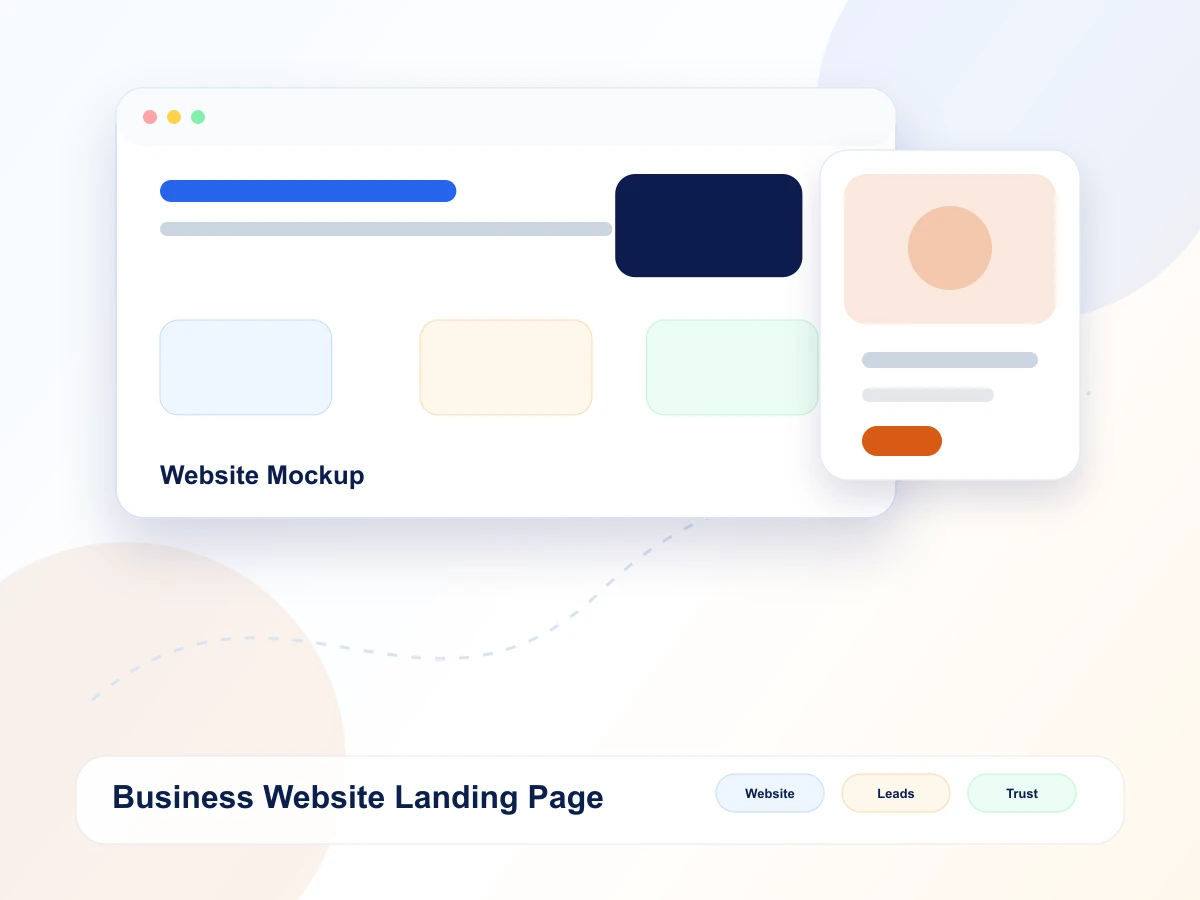 Business website landing page mockup